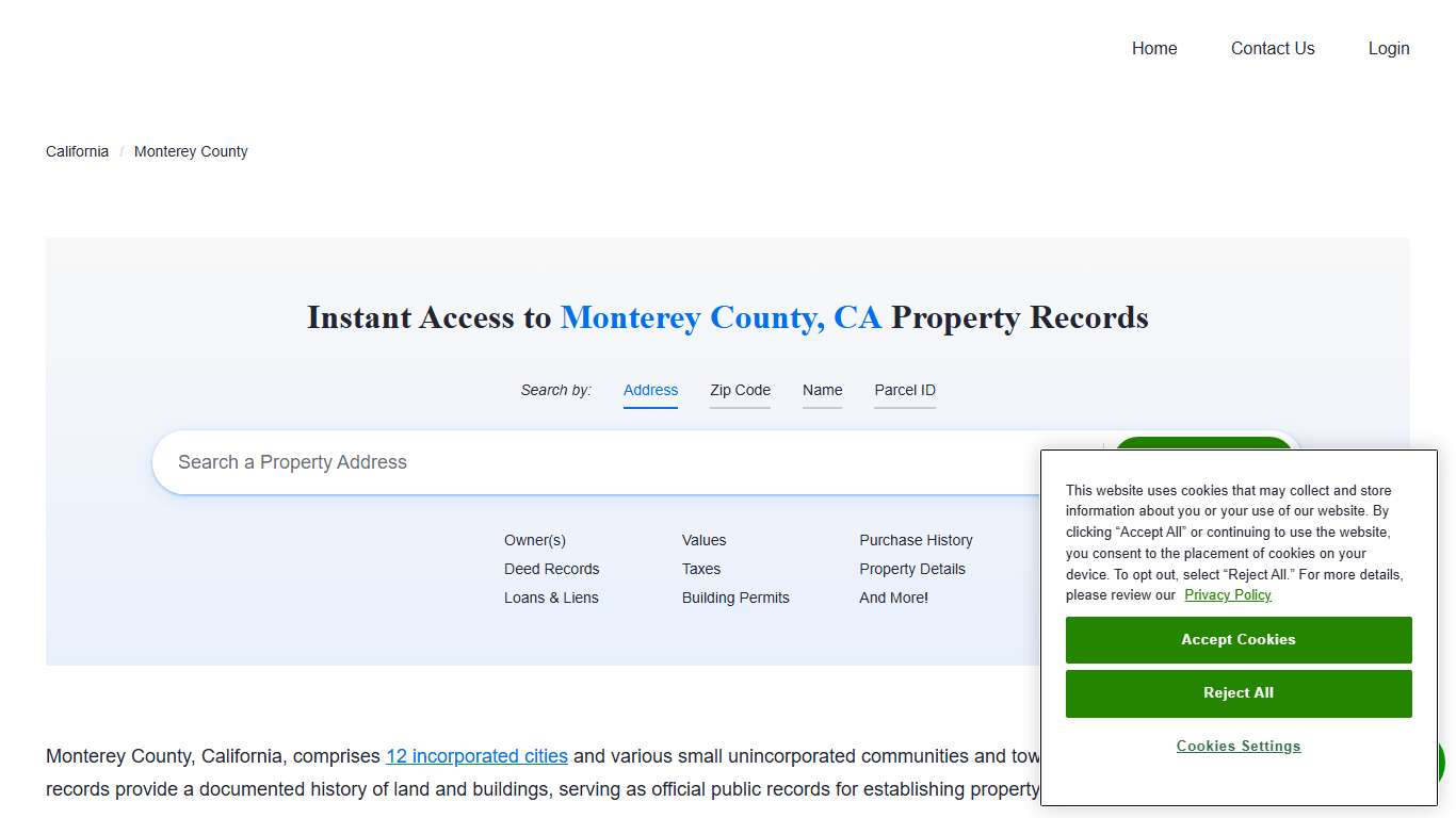 Monterey County Property Records Owners, Deeds, Permits